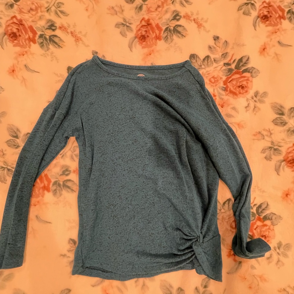 Wonder Nation Gray Asymmetrical Tie Front Blouse